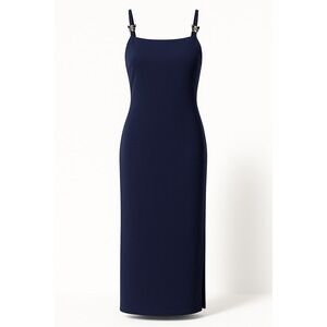 Holiday Party Dress Navy Maxi Slip Dress (Size M) – Butterflies, Y2K, Old Money